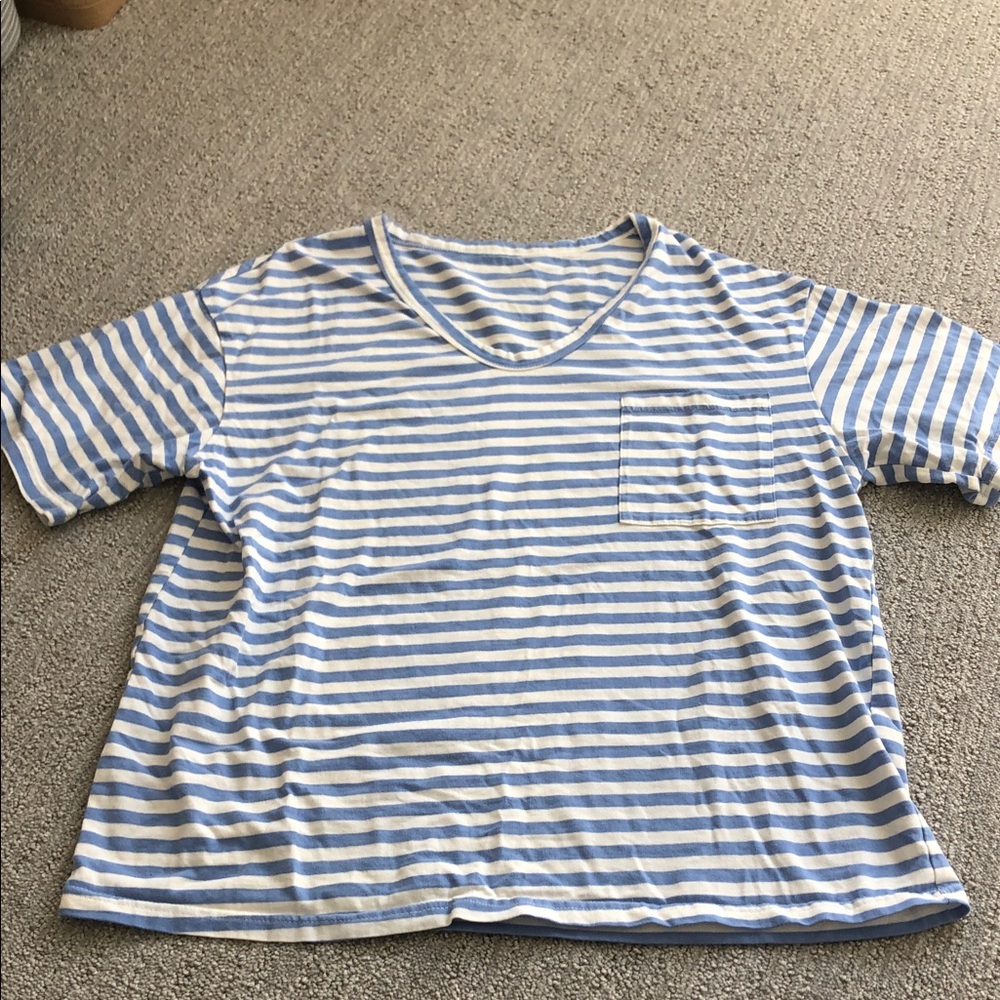 Striped Blue & White Pocket Tee